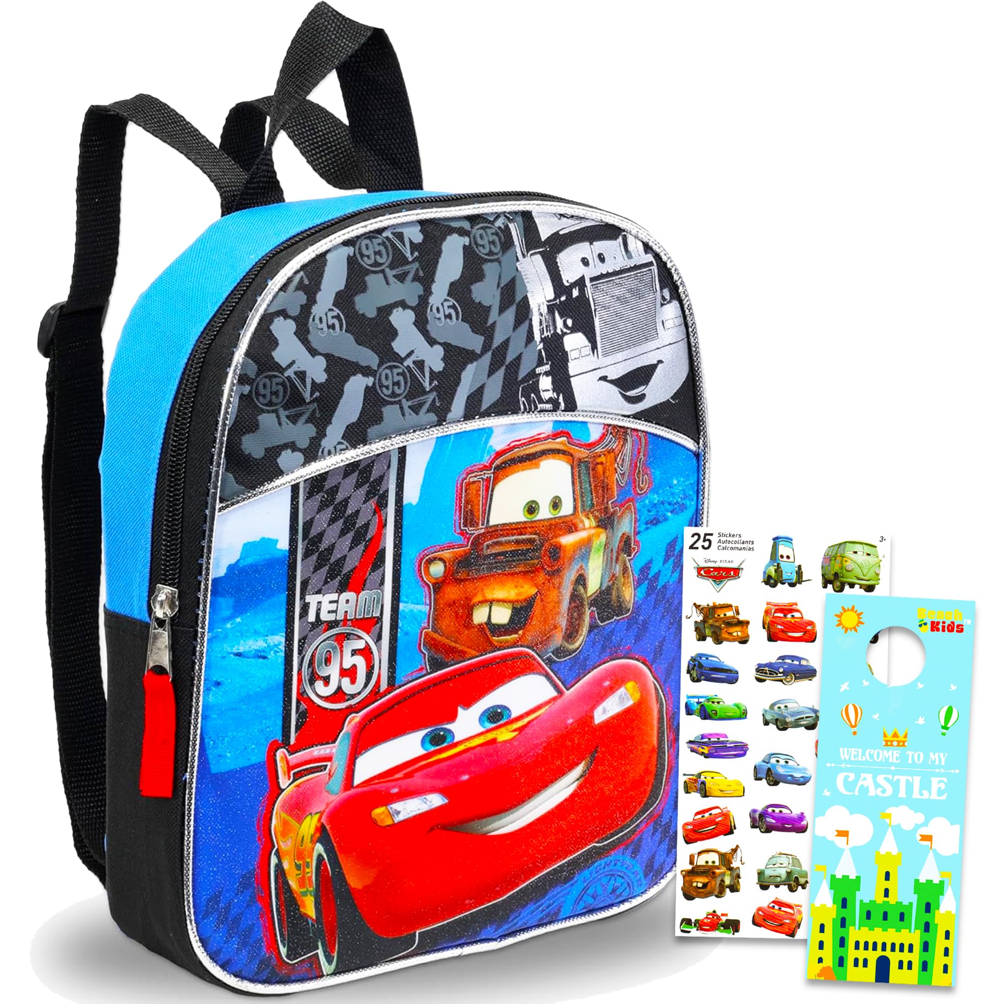 Photo 1 of Disney Cars Toddler Preschool Backpack Set - Bundle Includes 11 Inch Mini Backpack and Stickers (Disney Cars School Supplies)