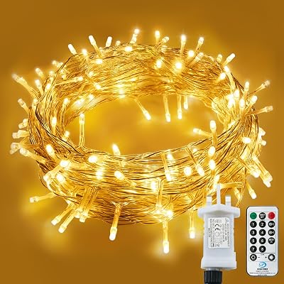 LITYBY 120 LED Warm White Fairy Lights 15 Meter Plug in Waterproof Outdoor