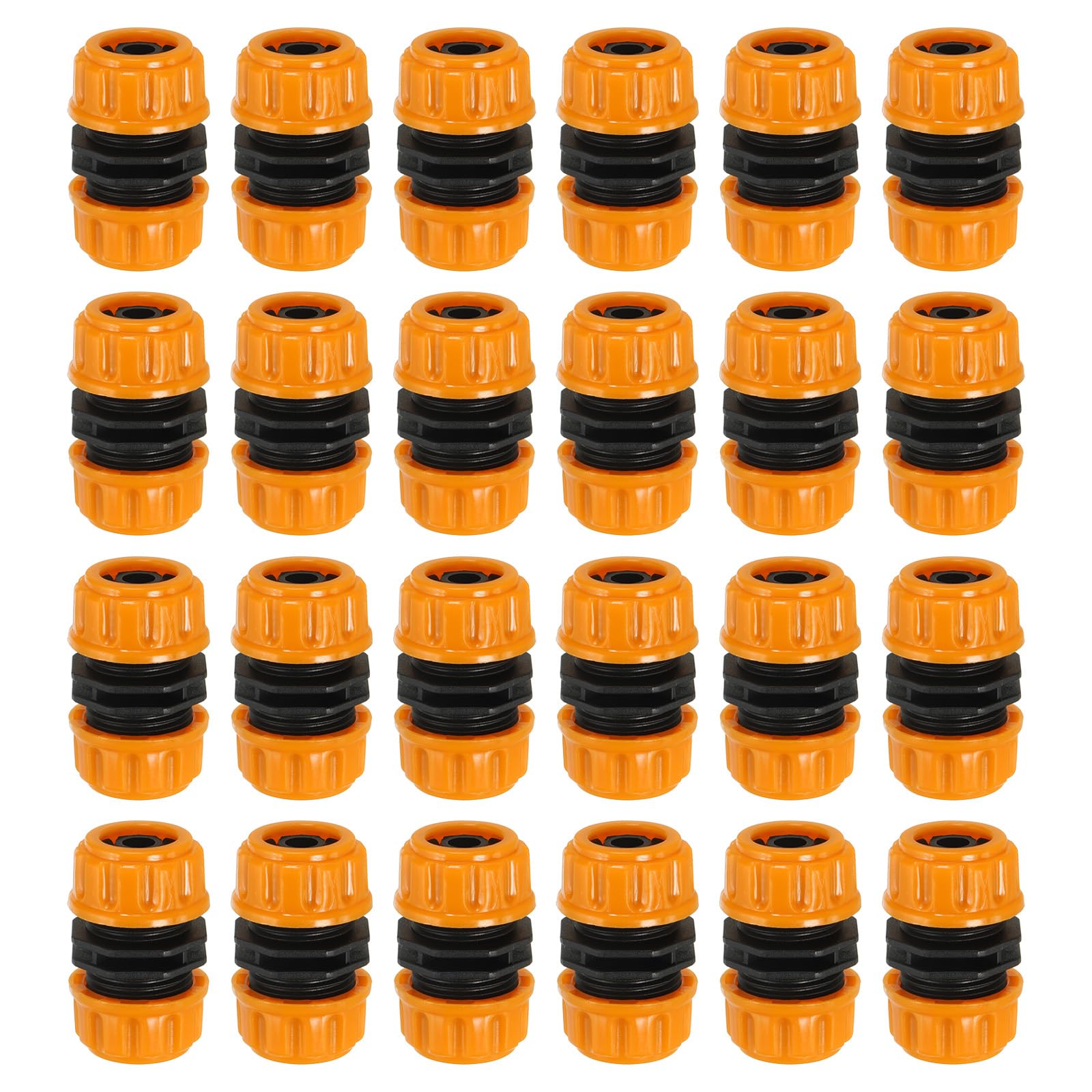 PATIKIL 1/2" Garden Hose Repair Kit Connector Extender, 24 Pcs Plastic Quick Water Hose Connectors Leakproof Design Fittings, Marigold