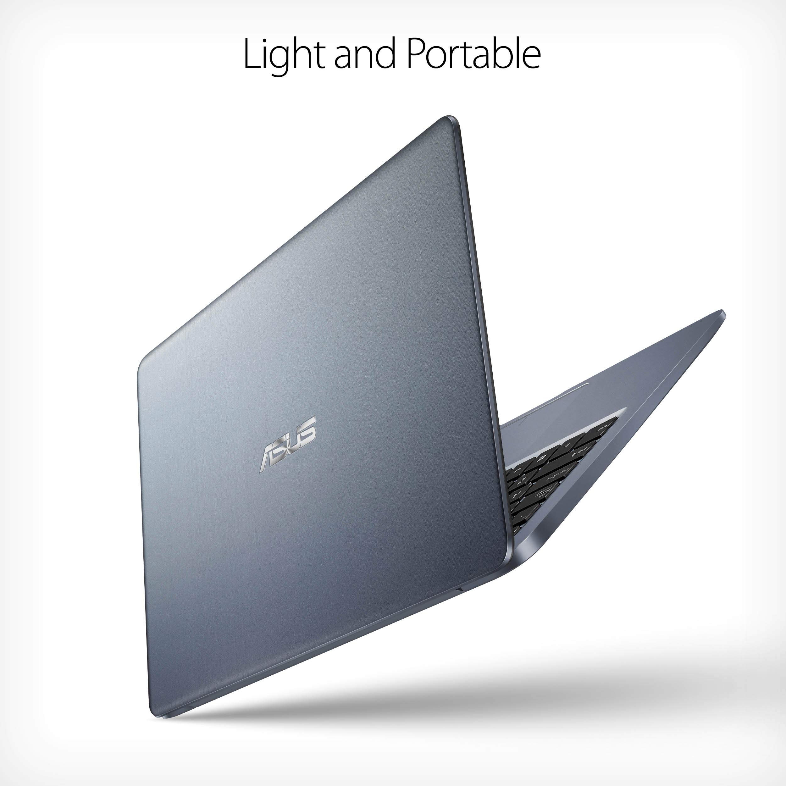 ASUS Laptop E14 Thin & Light Laptop, 14” FHD Display, Intel Pentium N5000 Quad-Core Processor up to 2.7 GHz, 4GB RAM, 128GB Storage, Fingerprint Reader, Windows 10 S, E406MA-DH21, Star Gray