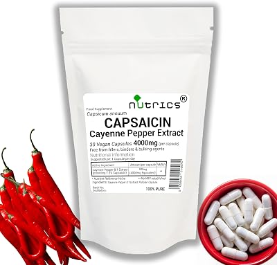 Nutrics Cayenne Pepper Extract 4000mg Vegan Capsules - 30 Count