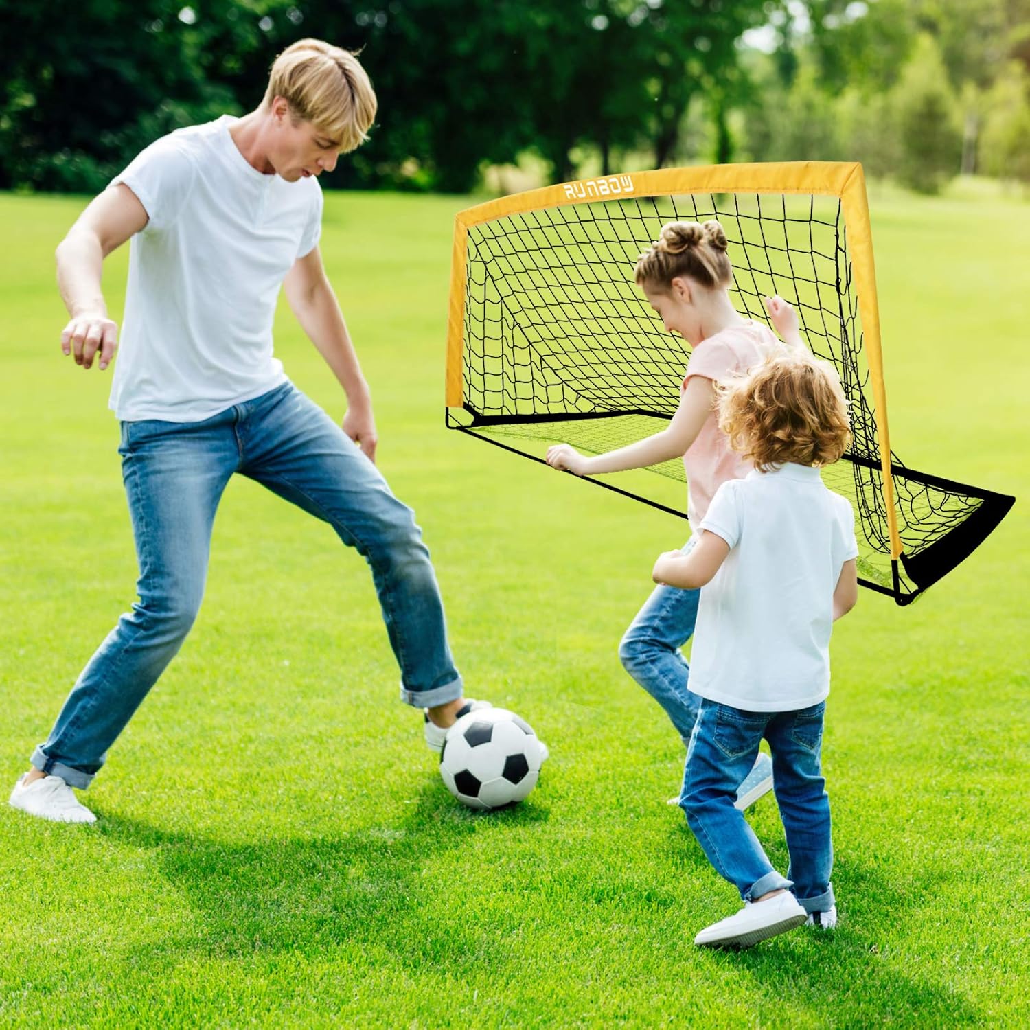 RUNBOW 6'6''X 3'3'' Portable Kids Soccer Goals for Backyard Practice Soccer Nets with Carry Bag, 1 Pack (Yellow, 6'6''X 3'3'') : Sports & Outdoors