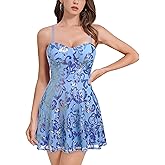 ODIZLI Women's Spaghetti Straps Sparkly Sequins A Line Swing Party Nightclub Dance Mini Dress Above Knee Length
