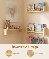 Mazjoaru 40cm Nursery Shelves Set of 3 Pine Wood Wall Shelves view 8
