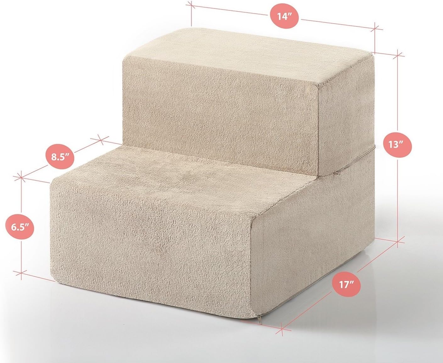 Zinus OLB-PS-1713 2 Step Comfort Pet Stairs/Pet Ramp/Pet Ladder, Extra Small, Beige