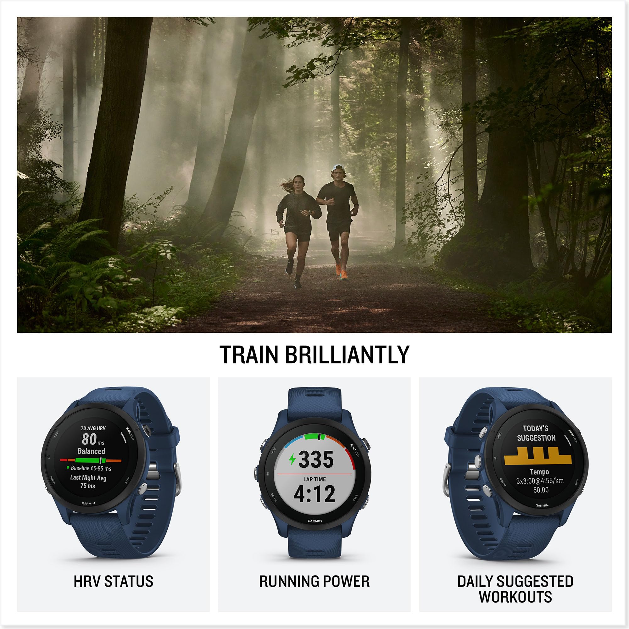 Garmin Forerunner 255 GPS 46mm Running Smartwatch, Lightweight, Advanced Training & Insights, Safety & Tracking Features, up to 14 days Battery Life, Slate Grey