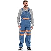 Skylinewears Men's Hi-vis Bib Overall Jeans With Reflective Stripes Heavy-Duty Workwear Multi-Pockets Denim Dungaree