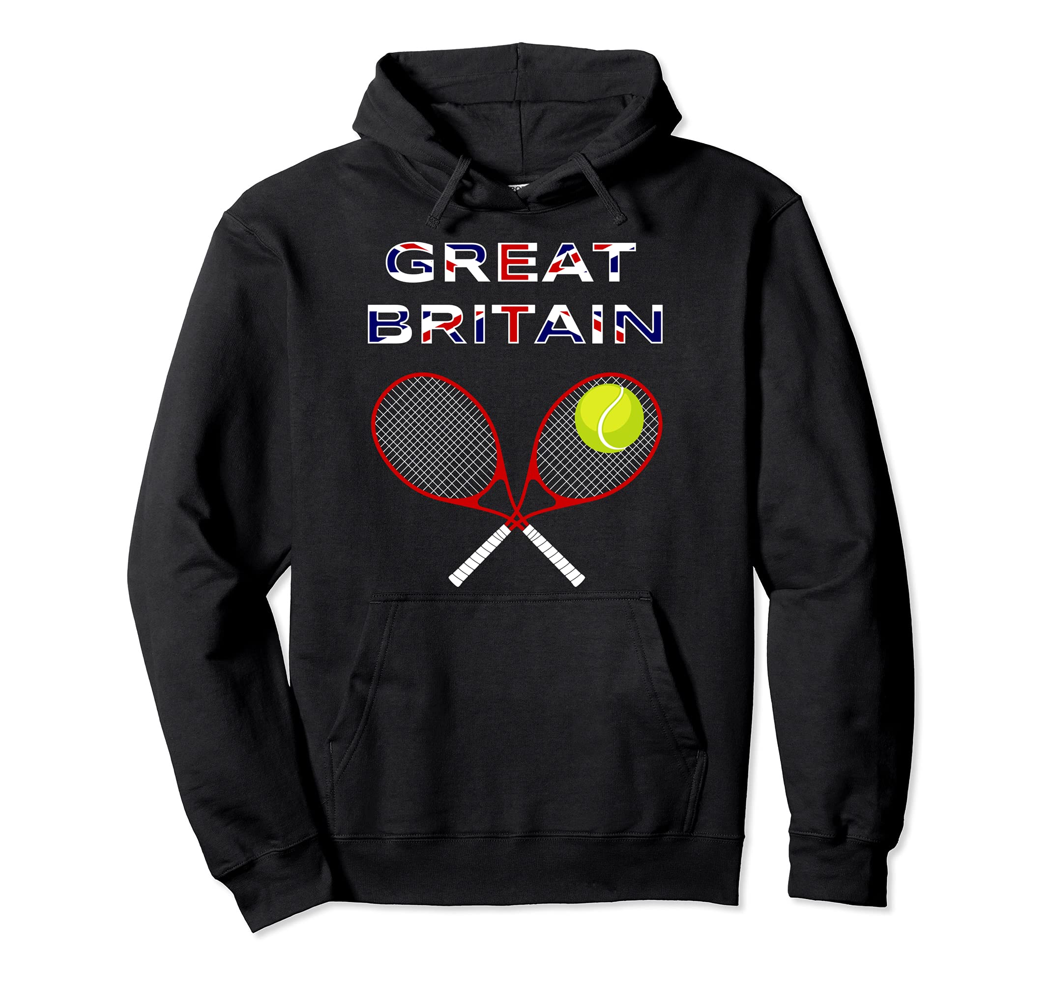 UK Flag Tennis Ball, Racket / Great Britain Team Fan Support Pullover Hoodie