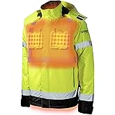 Flash Men's Heated Hi-Vis Jacket Redesigned - 10 Hours of Heat | ANSI Class III | with Battery & Charging Cable