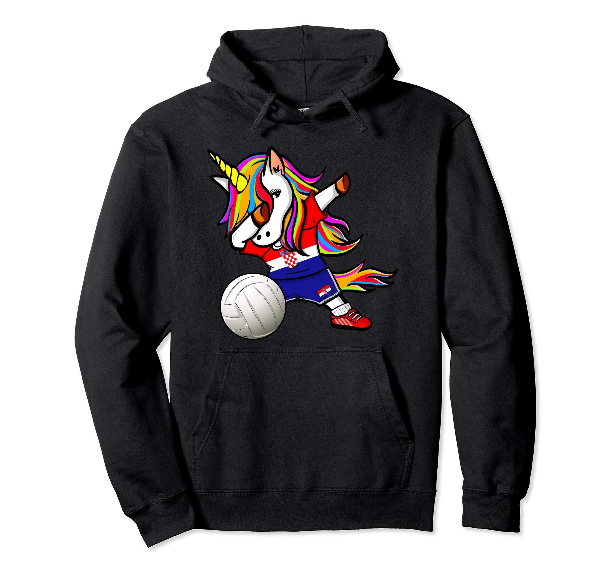 Dabbing Unicorn Croatia Volleyball Fans Jersey Croatian Flag Pullover Hoodie