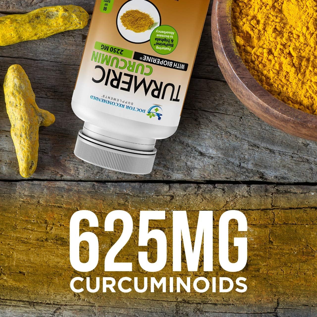 Turmeric Curcumin - 2250mg/d - Veggie Caps - 95% Curcuminoids with Black Pepper Extract (Bioperine) - 750mg Capsules - 100% Organic - Most Powerful Turmeric Supplement with Triphala (180 Count): Health & Personal Care