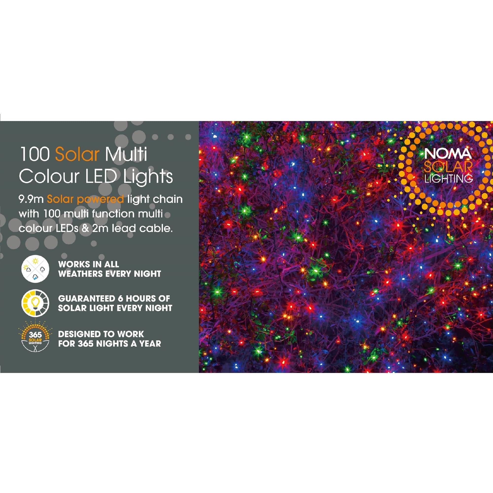 Noma 100 Solar Multicolour LED Multi-Function Lights Garland, One Size