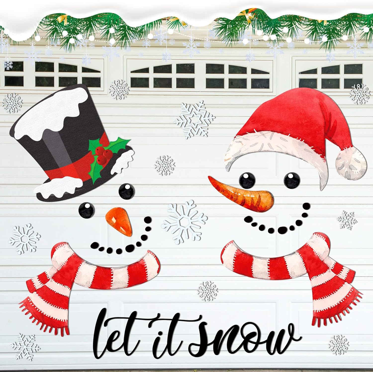 Garage Door Decorations - Copkim Christmas Garage Door Magnets Decoration Magnetic Garage Door Decor Set Christmas Refrigerator Magnets Decals Buffalo Plaid Santa Snowman Car Magnets Stickers for Outdoor Xmas Holiday (Snowman)