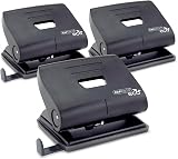 Rapesco 1757 ECO 2-Hole Punch Pack of 3, 22 Sheet Capacity, Black