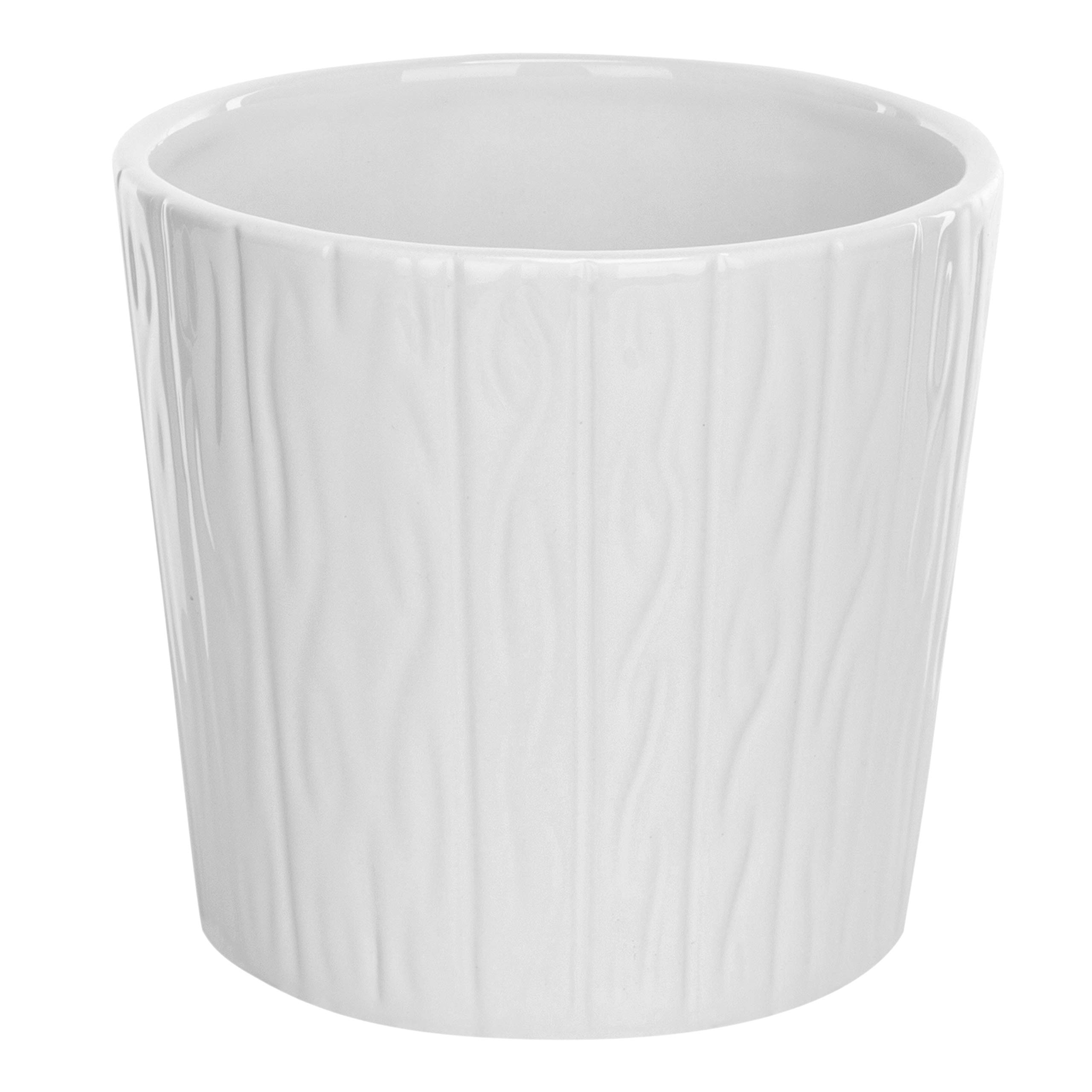 MyGift 5-Inch Ribbed White Ceramic Succulent Planter Pot