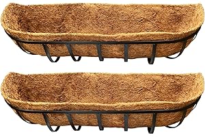 JINYICOCO Garden Outdoor Planter Window Boxes 24inch 2pack (Iron, 24inch Flat Back)