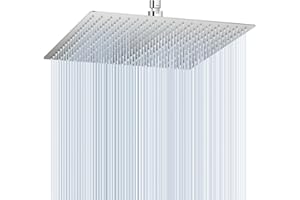 KINLIV 16 inch Large Rain Shower Head Ceiling Mounted - All Metal 304 Stainless Steel, Full Body Rainfall Shower with 324 Silicone Nozzles - Waterfall Bathroom Square Showerheads, Chrome Polished