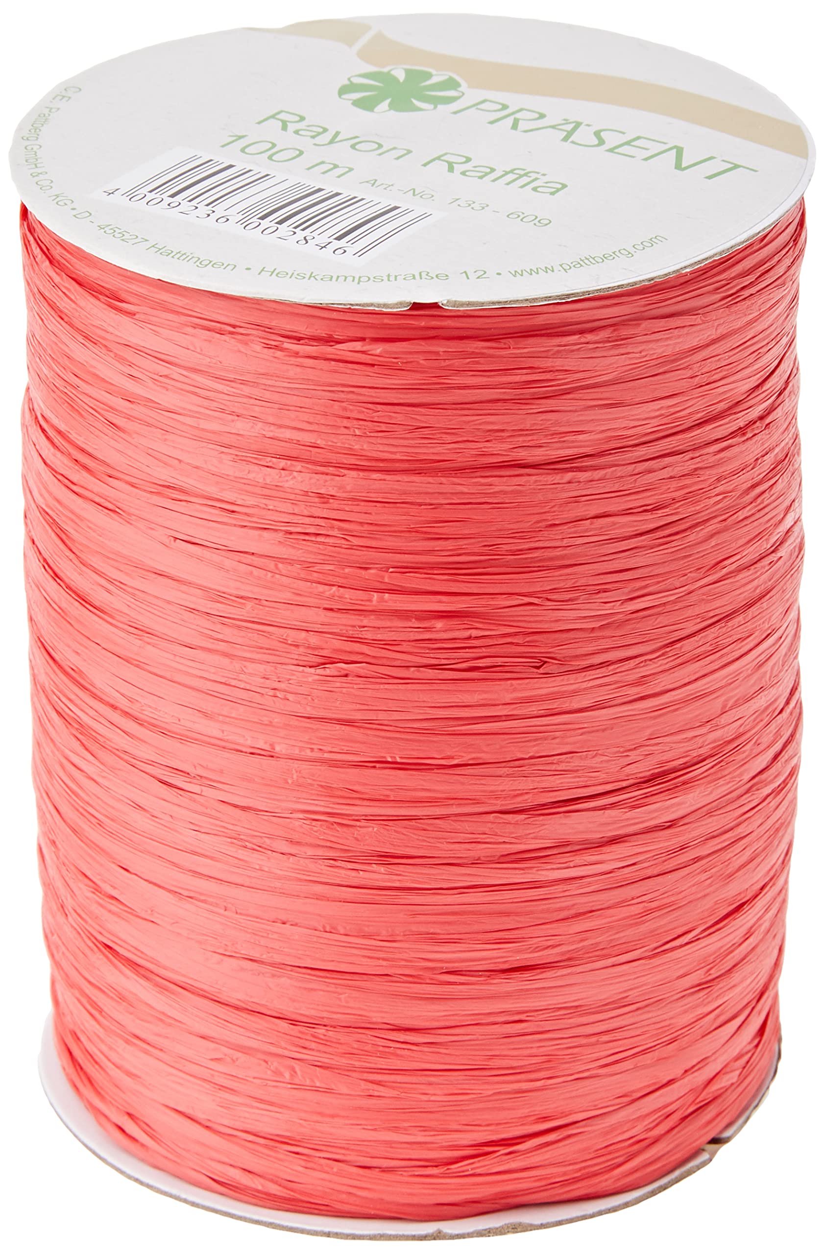 PRÄSENT - Rayon Raffia Biodegradable Ribbon Red 100 meter spool