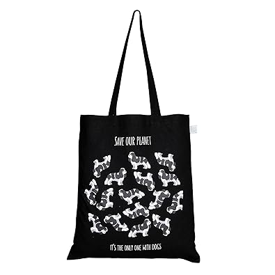 EcoRight Reusable 100% Cotton (lightweight) EcoFriendly Tote Bag PrintedSave the dog planet