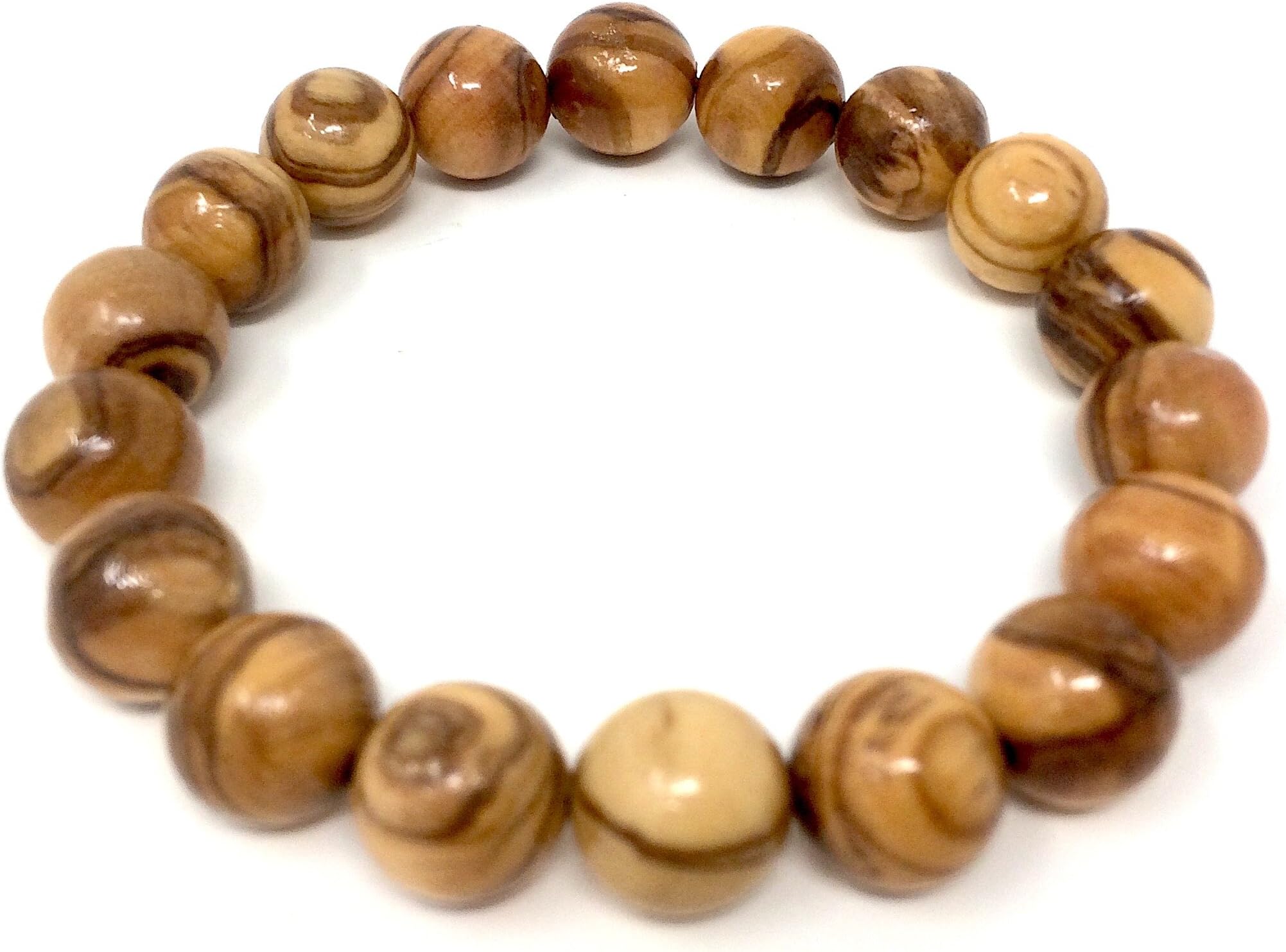 Bracelet made of olive wood beads with 12mm diameter - handmade in Mallorca - bagusto