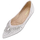 ZQKSEOHS Flats Shoes Women Rhinestone Sequin Wedding Pointed Toe Dress Flat Shoes Comfortable Flats for Women Dressy