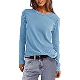 Panadila Womens Long Sleeve Crewneck Shirts Oversized Casual Pullover Tops Loose Fit Layering Top Spring Basic Tee