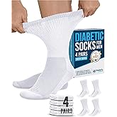 Doctor's Select Diabetic Socks for Men - 4 Pairs Crew Diabetic Neuropathy Socks for Men | Diabetic Socks for Men 9-12