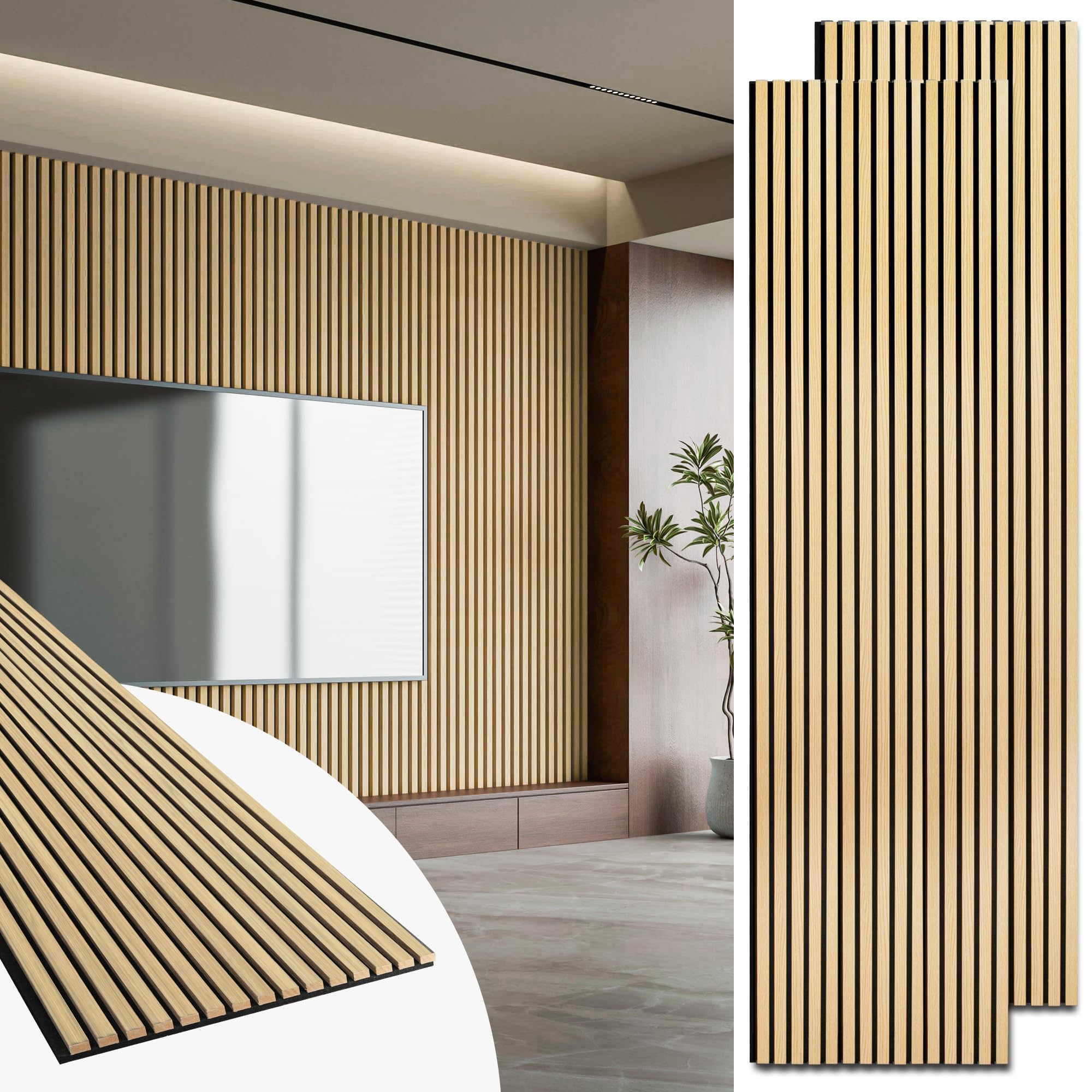 Art3d 2 Pack 94.5 x 24 inch Wood Slat Acoustic Panels for Wall ...
