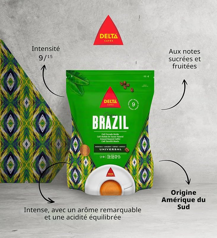 Delta Ground Roasted Coffee from BRAZIL for Espresso Machine or Bag 220g