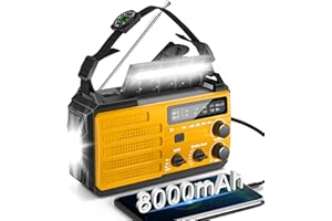 DARINGSNAIL 8000mAh Emergency Radio - Solar Hand Crank Emergency Radio with 3-Mode Flashlight, AM/FM/NOAA Battery Powered Radio with SOS Alarm & Compass for Power Outages Emergency Storm