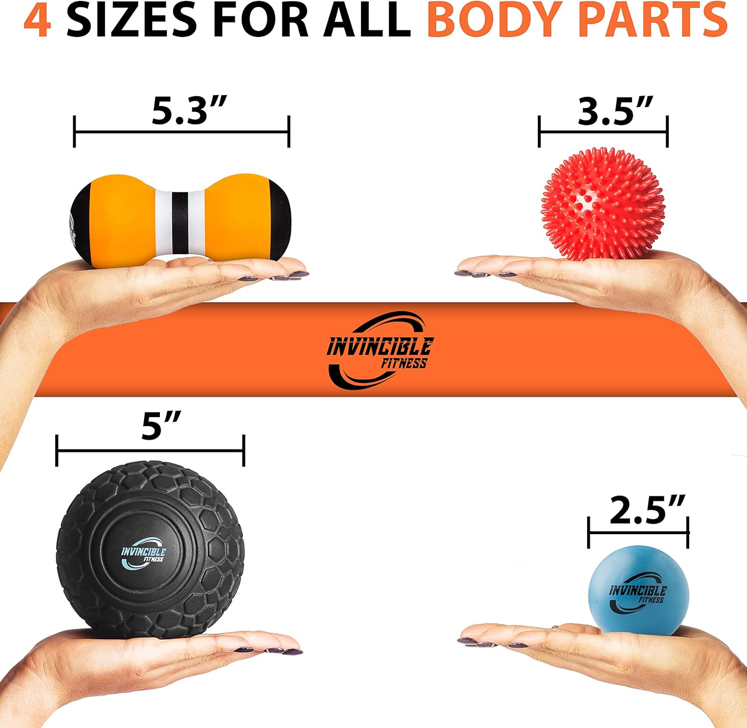 Deep Tissue Massage Ball Set - Includes 5" Foam Roller Mobility Ball, Double Peanut Lacrosse Ball, Spiky Ball for Trigger Point Therapy, Myofascial Release, Foot Reflexology, Plantar Fasciitis: Sports & Outdoors