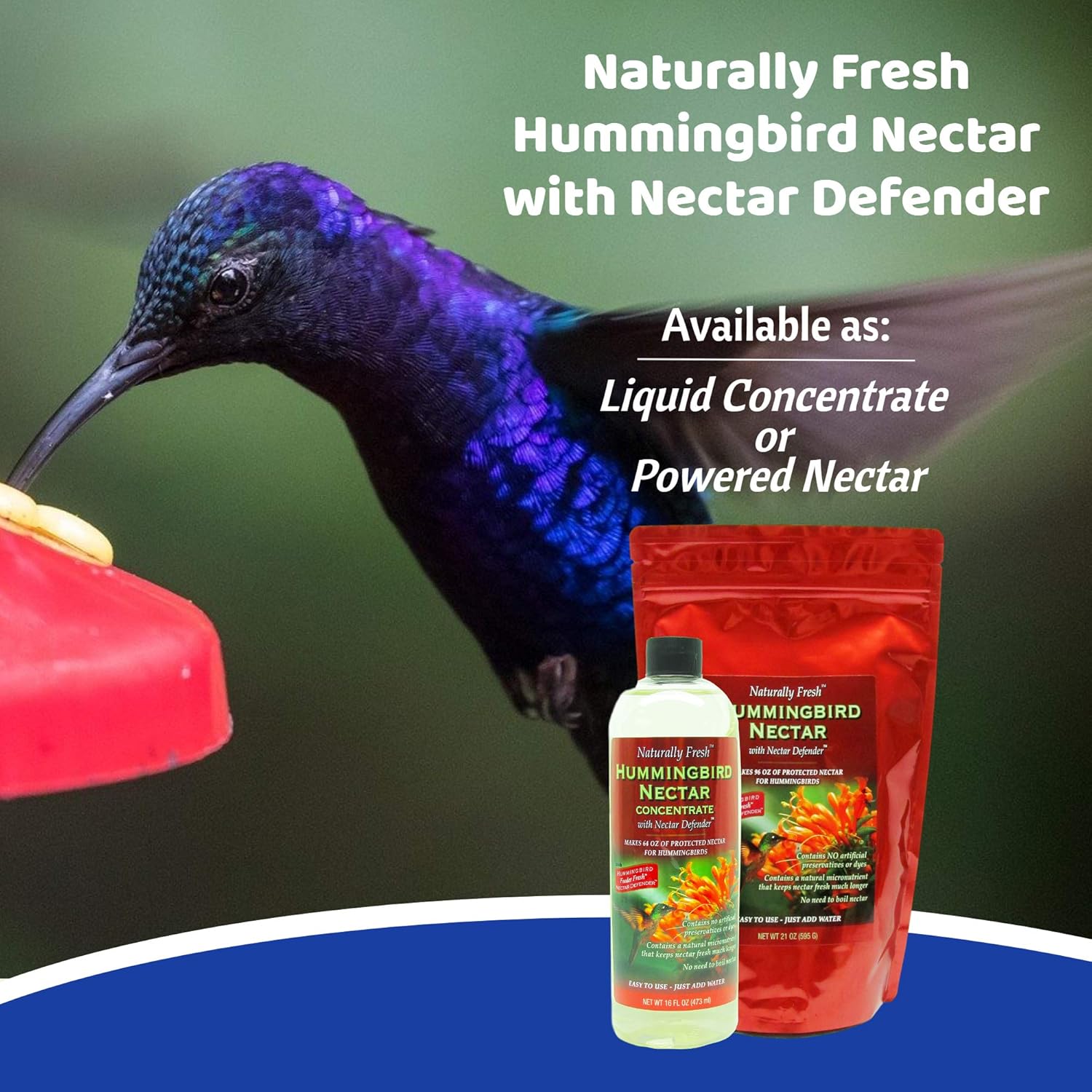 Naturally Fresh Hummingbird Nectar with Nectar Defender Lasts Longer in Hummingbird Feeders | Clear Hummingbird Nectar Concentrate for Outdoor Hummingbird Feeders | Makes 64 ounces : Garden & Outdoor