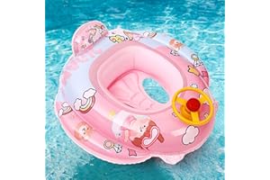GROWINLOVE Baby Floats for Pool, Swimming Float Baby Inflatable Floater with Steering Wheel and Horn Water Gun, Summer Outdoor Water Float