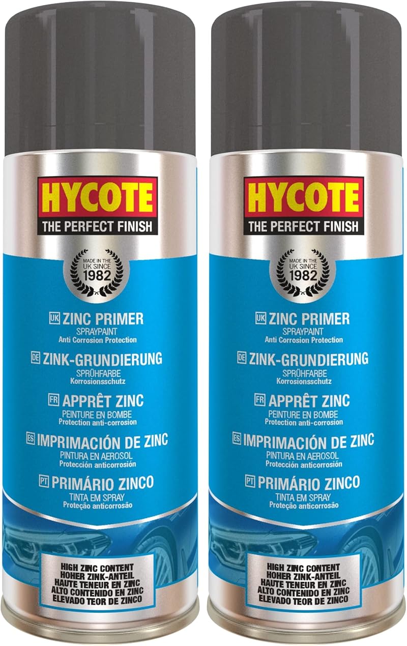 Hycote High Zinc Content Aerosol Car Paint Zinc Primer 400 ml Pack of 2