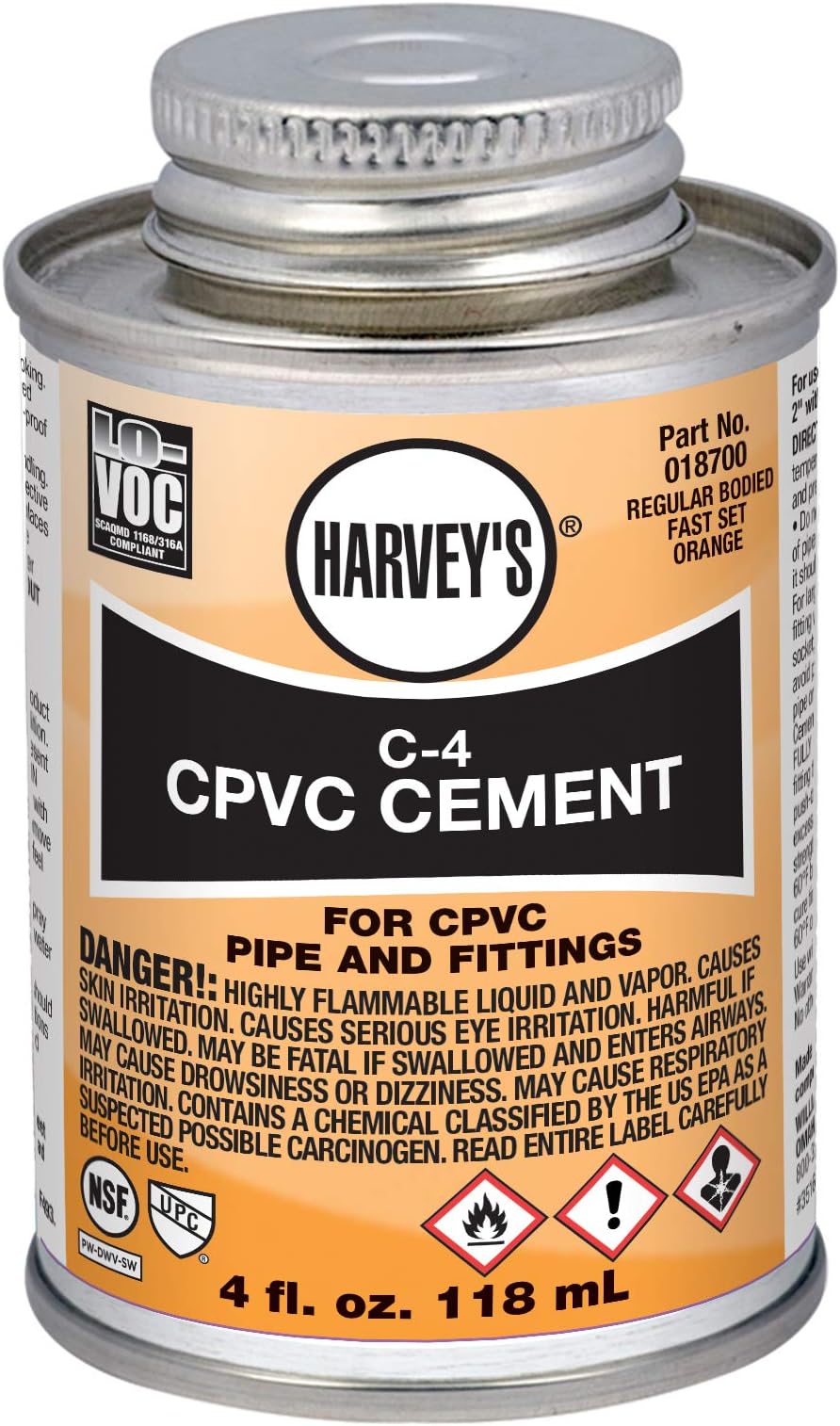 C-4 CPVC CEMENT ORANGE NFS 4OZ