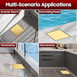 DLONE Square Shower Drain | 6 Inch Brushed Gold