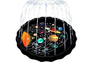 SplashEZ 3-in-1 Splash Pad, Sprinkler for Kids and Wading Pool for Learning – Children’s Sprinkler Pool, 60’’ Inflatable Water Summer Toys – “The Solar System” Outdoor Play Mat for Babies & Toddlers