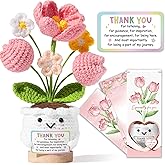 Thank You Gifts for Women, Positive Tulip Flower Emotional Support Crochet - Thank You for Listening - Valentines Day Birthday Gifts Appreciation Inspirational Gifts for Women Coworker Teacher Friend