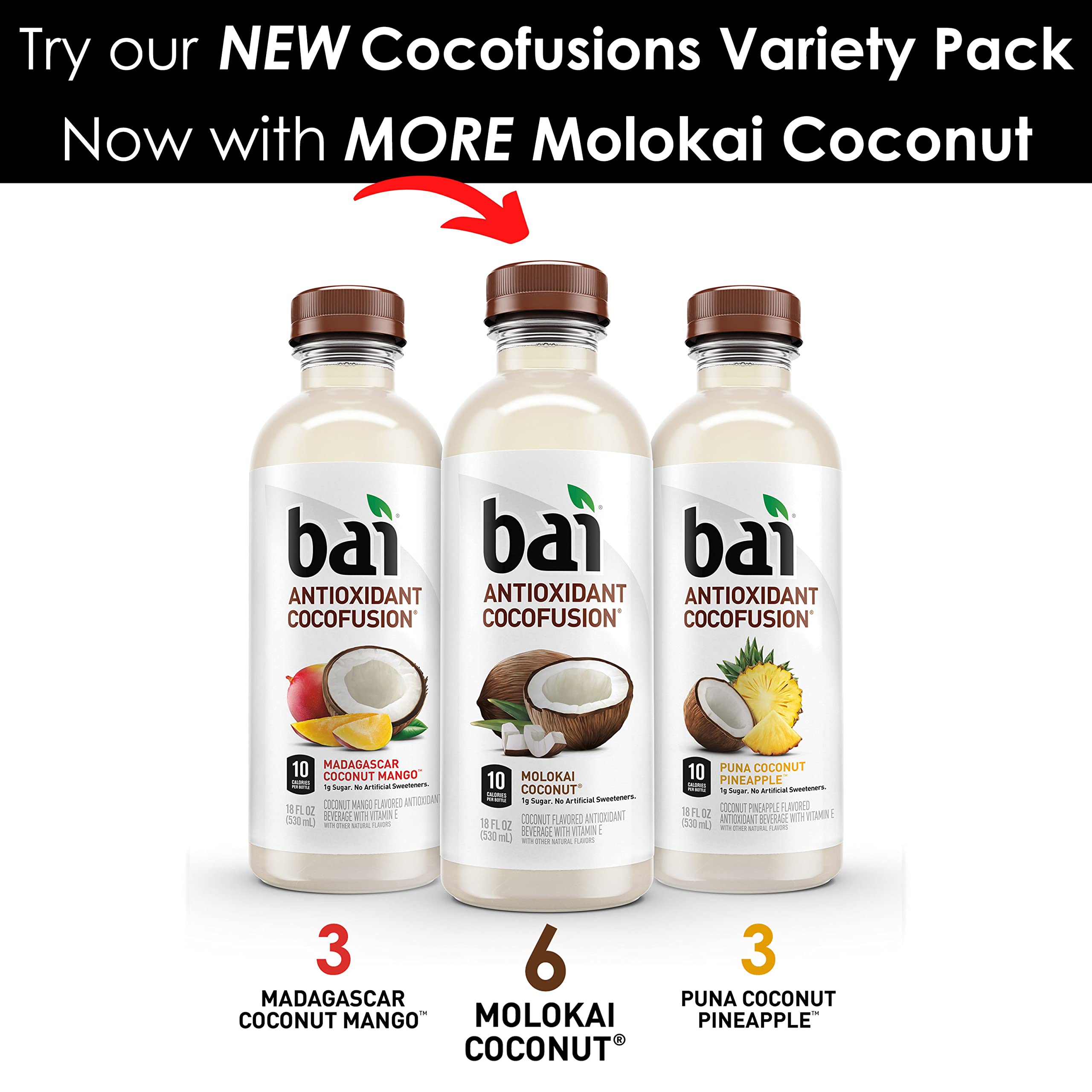 Bai Coconut Flavored Water, Cocofusions Variety Pack III 6 of Molokai