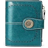SENDEFN Small Womens Wallet Leather Bifold Card Holder RFID Blocking with Zipper Coin Pocket