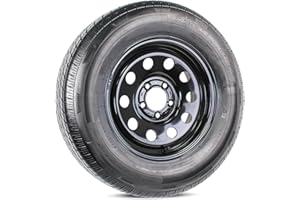 Radial ST 205/75R15 Rainier Trailer Tire On Rim 15X5 5-4.5 Load Range C Black Modular Wheel - 6 Year Warranty