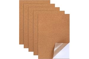 XTHROTSENK 5 Pack Thin Cork Sheets 1mm Adhesive Cork Sticker Coasters 11.8x8.3in Thick Rectangle Insulation Cork Paper Sticky Backing Sheets Cork Tiles Sheets for Wall Decoration Wedding Party DIY Craft Supplies