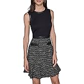 Karl Lagerfeld Womens Long Sleeve Metallic Brocade Sequin A-line Dress