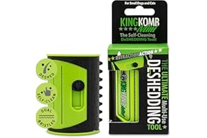 King Kanine King Komb Deshedding Tool for Top & Undercoat Self Clean Retractable Edges with Rubber BristlesComb Removes Loose Dirt, Hair and Fur for Grooming Small Dogs & Cats