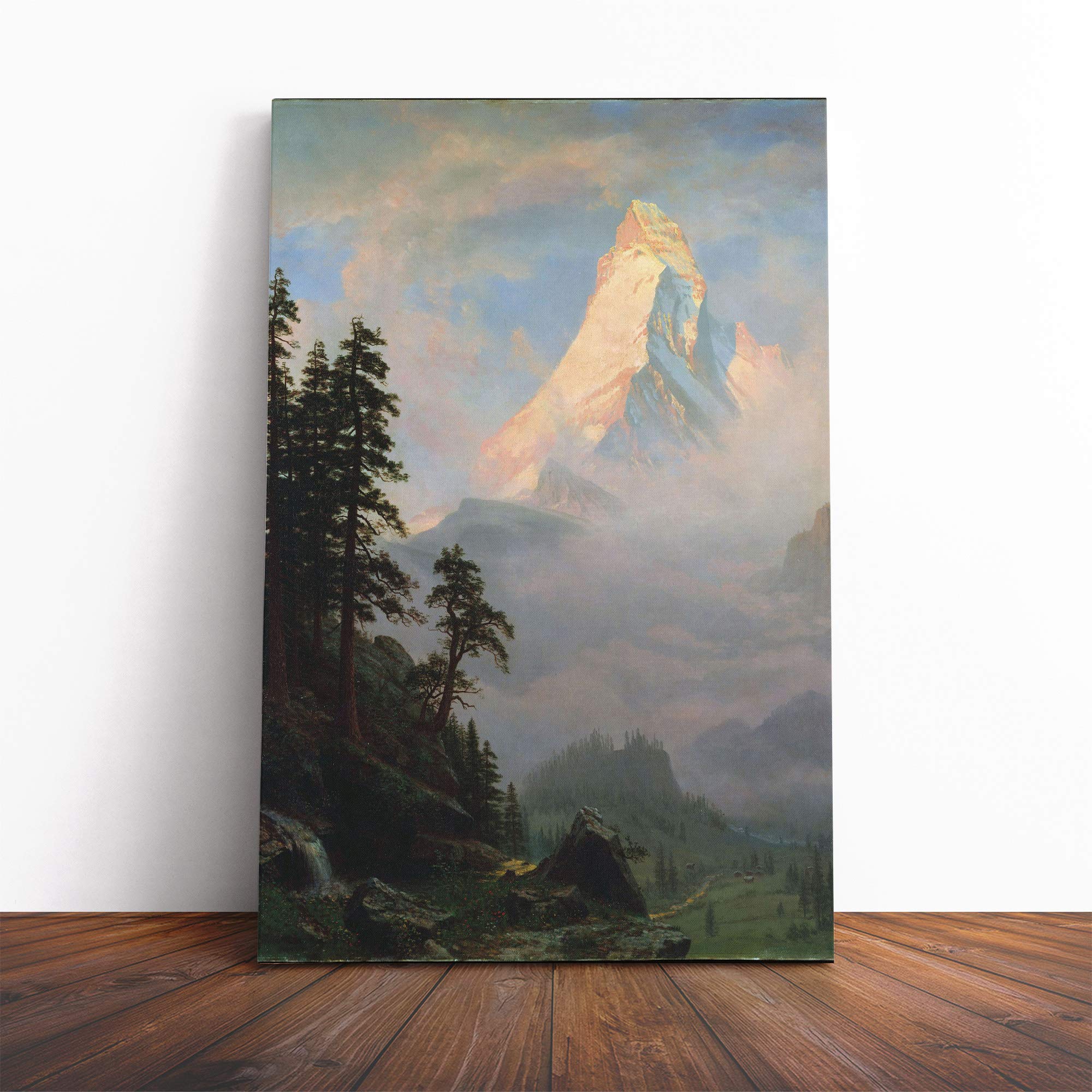 Thomas Moran Rocky Mountain Canvas Print | Gallery Wrapped 30mm Frame Wall Art | 20x14 inches | Ready to Hang | Modern Landscape Picture | Living Room Bedroom Lounge Office
