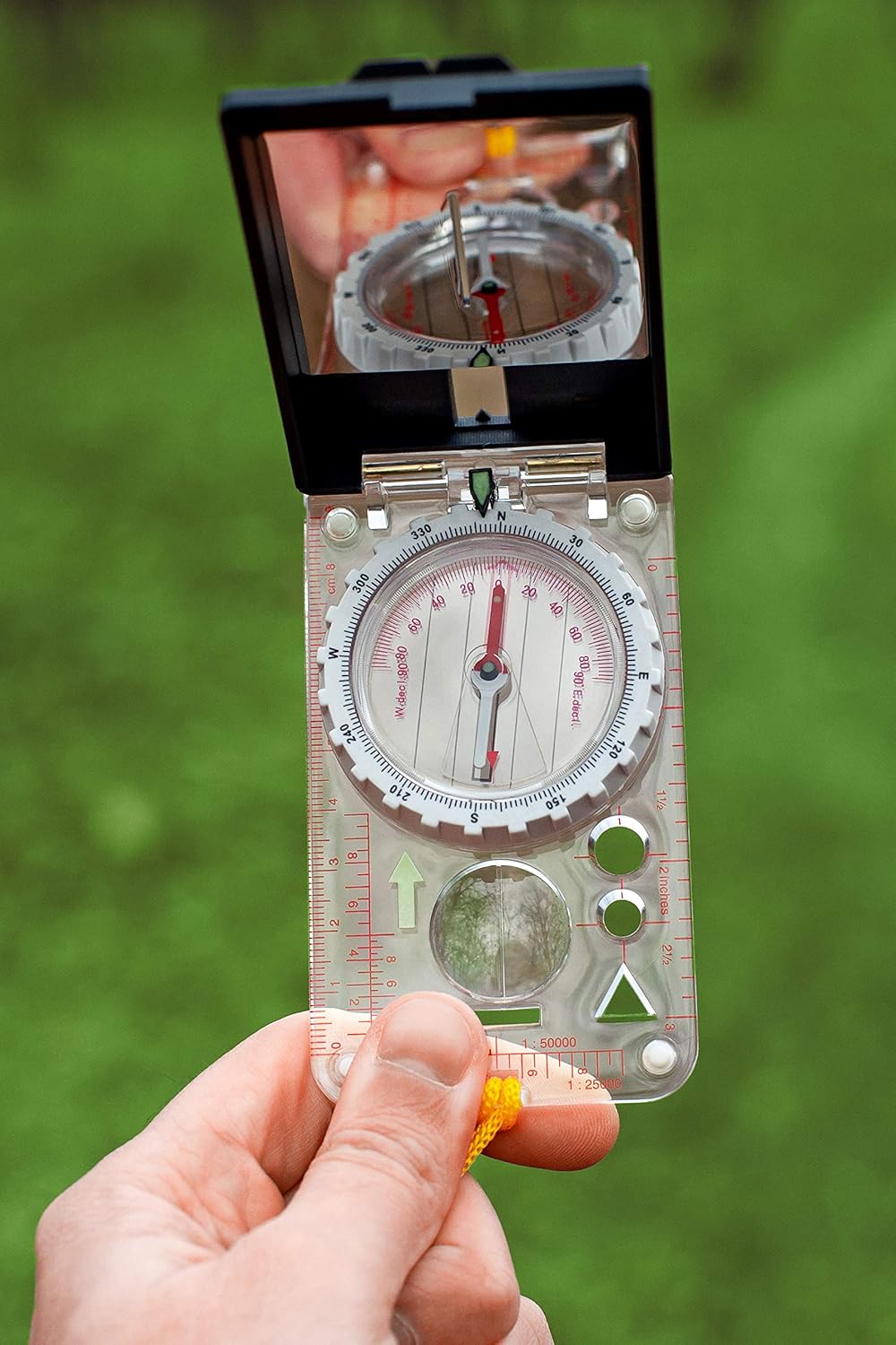 Sighting Compass Mirror Adjustable Declination - Boy Scout Compass Hiking Survival - Map Reading Compass Orienteering - Mirror Compass Hunting Fishing - Compass Backpacking Camping (White) : Sports & Outdoors