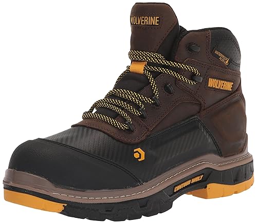 Wolverine Men'sOverpass 6" Mid Composite Toe Waterproof Work Boot, Dark Coffee, 9.5 Medium