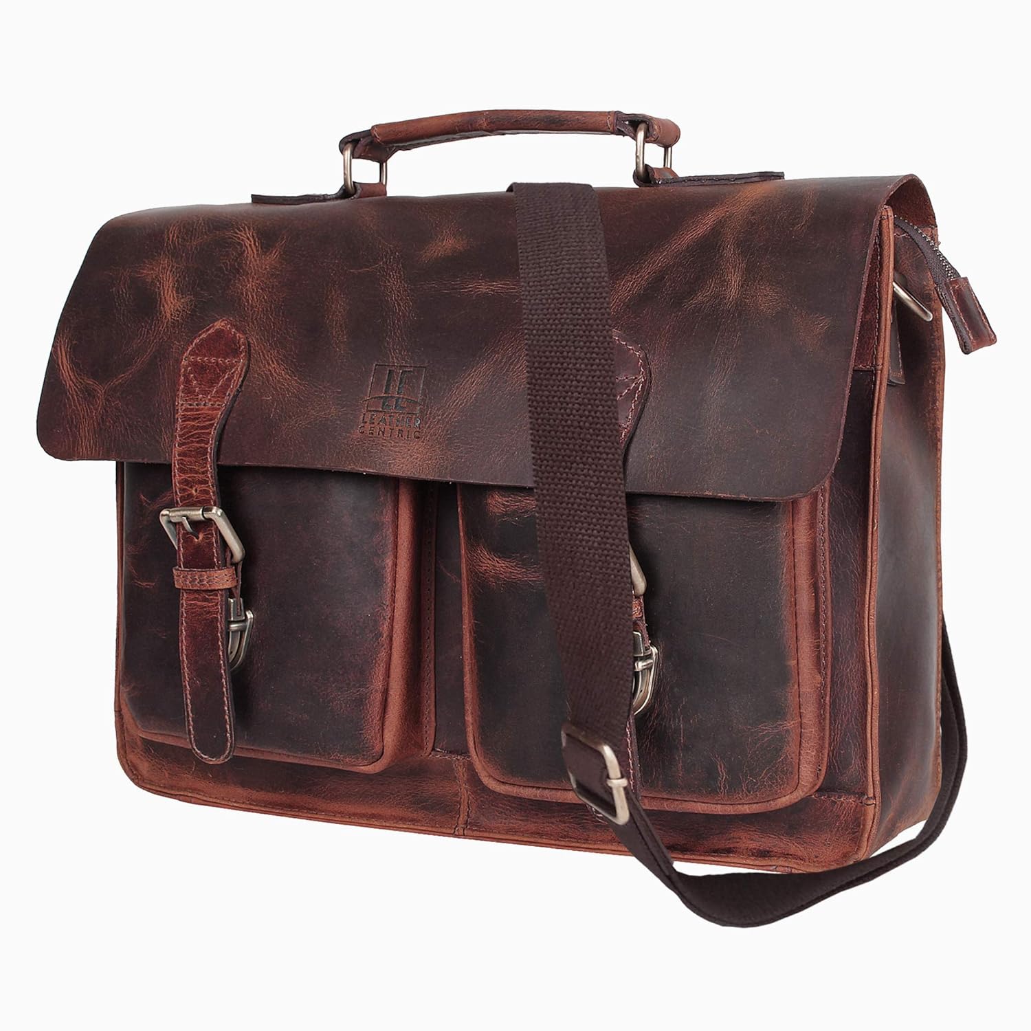 Rustic Town (Leather Centric) Office Laptop 15" Genuine Leather Laptop Side Bag Executive Formal