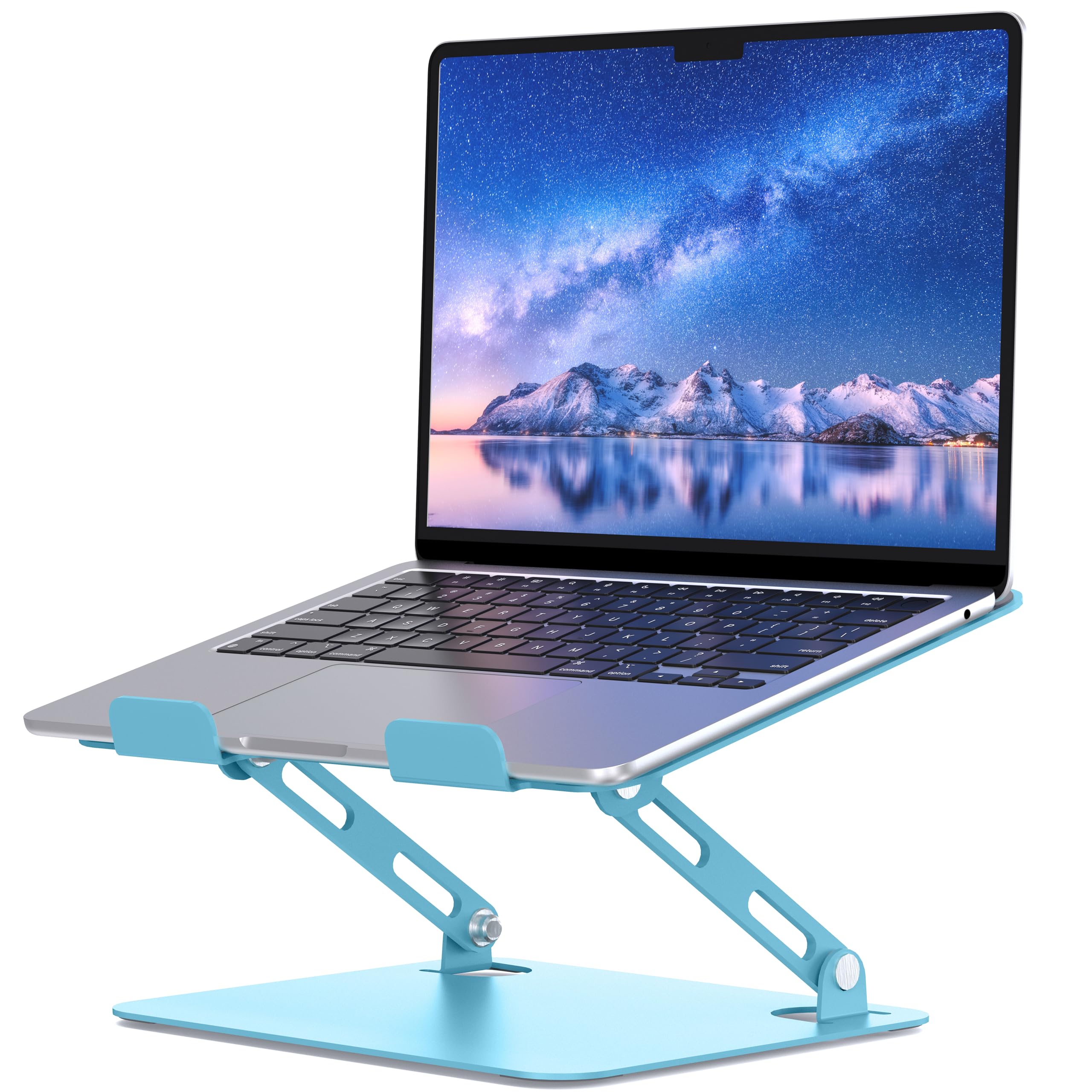SOUNDANCE Adjustable Laptop Stand, Portable Laptop Riser, Ergonomic Design Computer Holder, Metal Laptop Mount Elevator Compatible with 10 to 15.6 Inches PC Computer, Blue