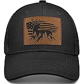 Hunting Deer Hat, Snapback Trucker Hats Leather Patch Mesh Baseball Cap Hunter Gifts for Men Dad Grandpa